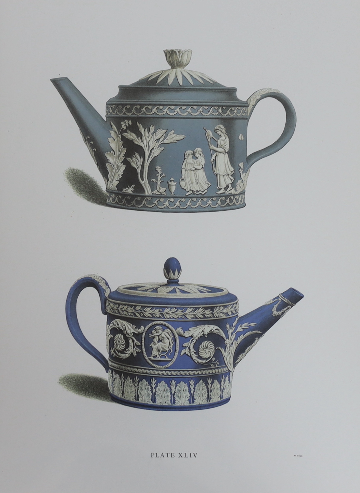 W. Griggs, pair of chromolithographs, Wedgwood Jasperware plates, LVI & XLIV, each 46 x 33cm